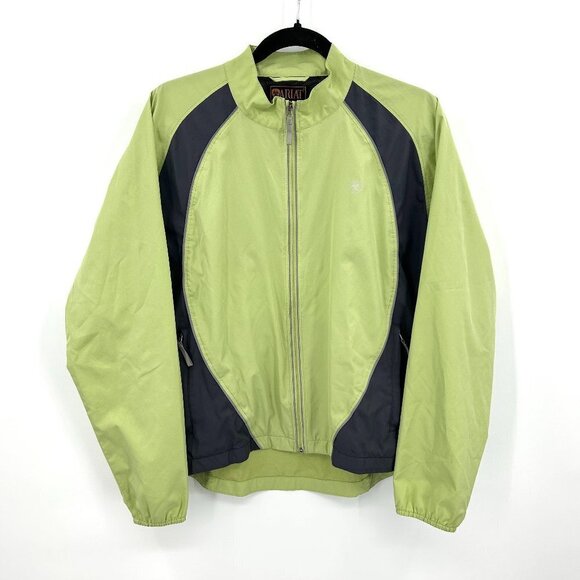 ARIAT Green Gray Lightweight Full Zip Breathable Back Windbreaker Jacket Medium - Picture 1 of 8